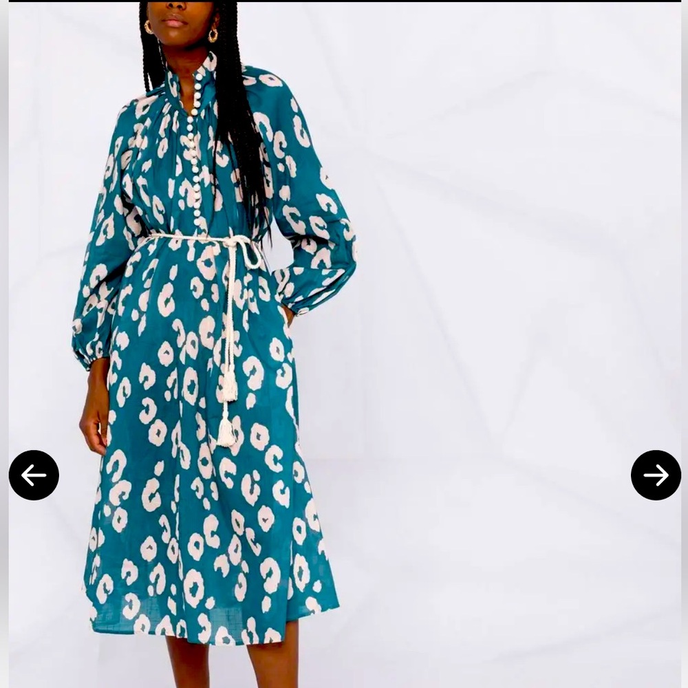 ZIMMERMAN “Shelly” leopard green print midi dress (Z2)